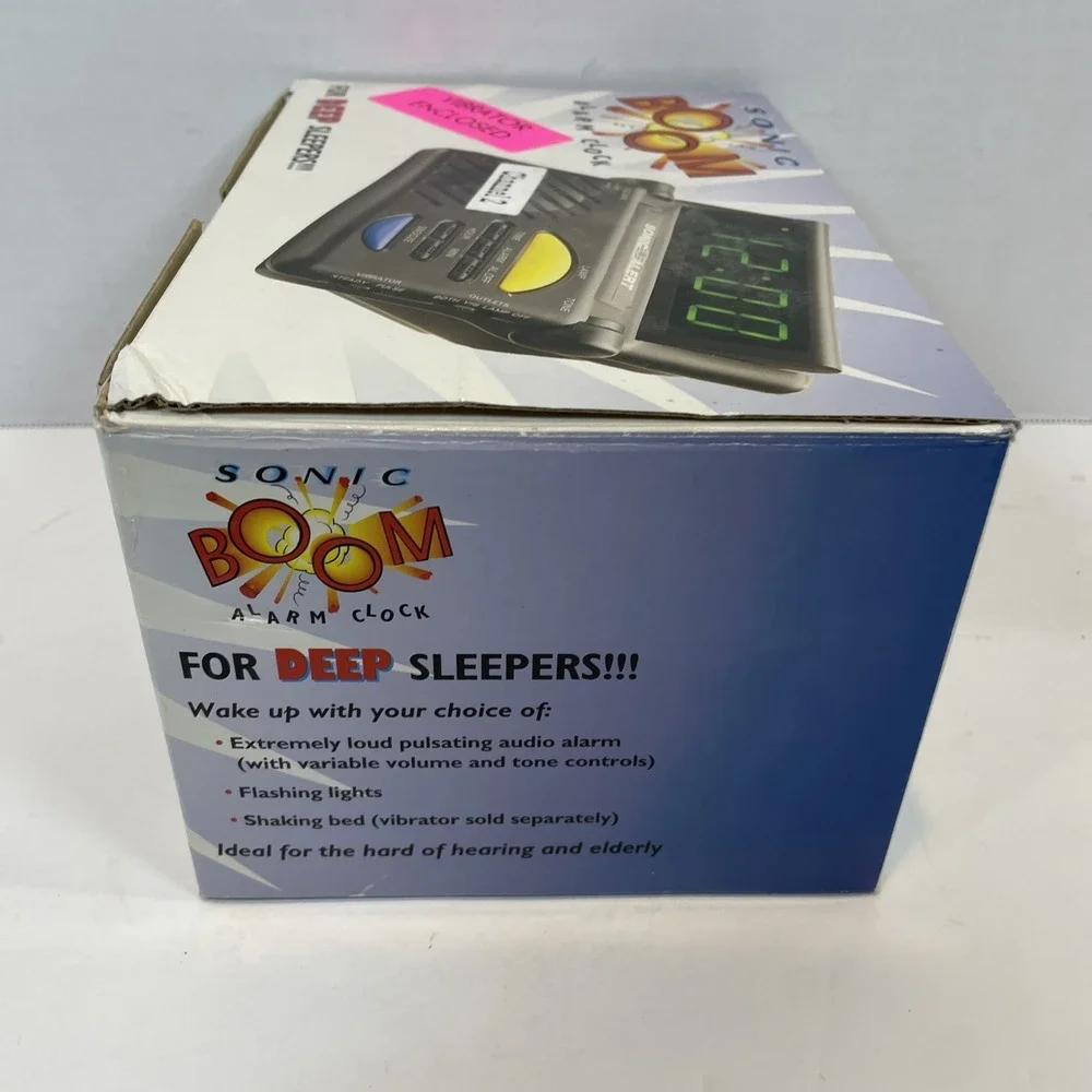 Sonic Alert SB-1000 Sonic Boom Combination Alarm Clock w/ Super Shaker Tested